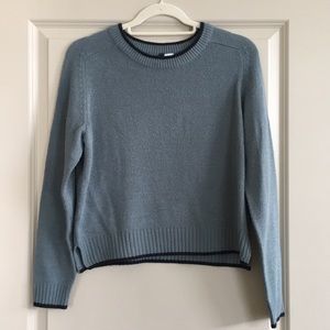 Teal Sweater with Black Trim